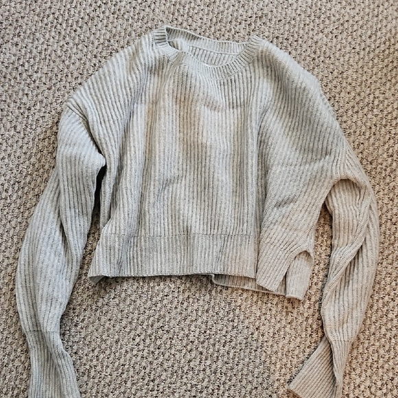 Re/done Thick Cashmere Wool Ribbed Gray Crew Neck Sweater Small S - Picture 1 of 6